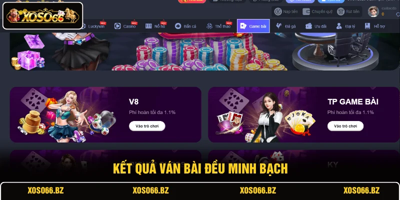 Game Bài XOSO66 2 Kết quả ván bài đều minh bạch