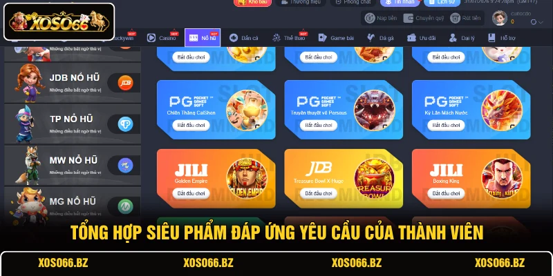 Nổ Hũ XOSO66 3 Tổng hợp siêu phẩm đáp ứng yêu cầu của thành viên